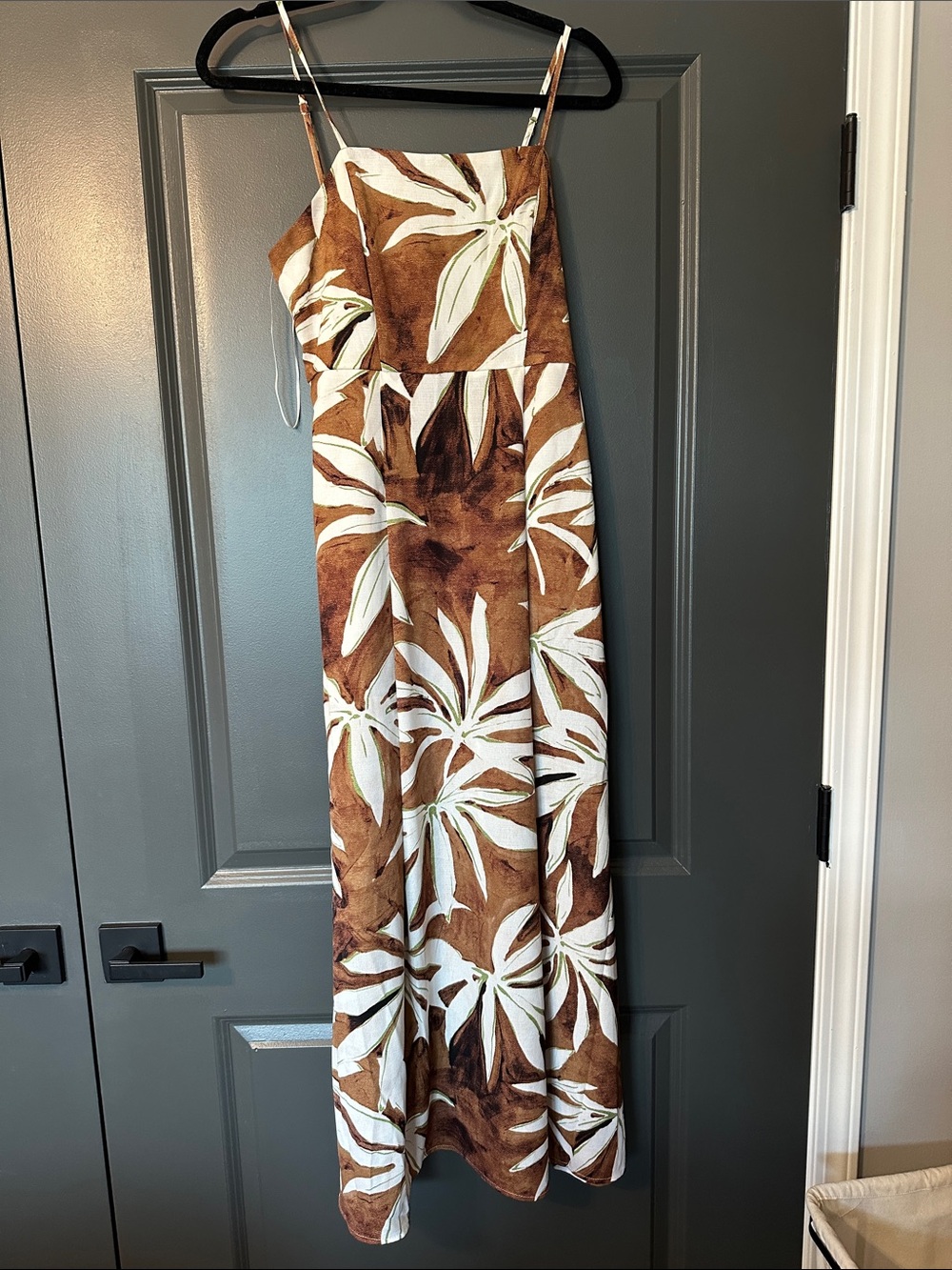 Rachel Zoe Brown and White Tropical Maxi Dress